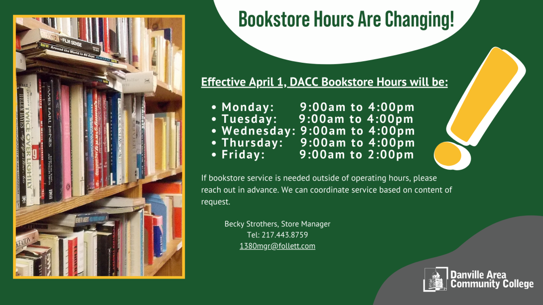 Bookstore Hours are Changing