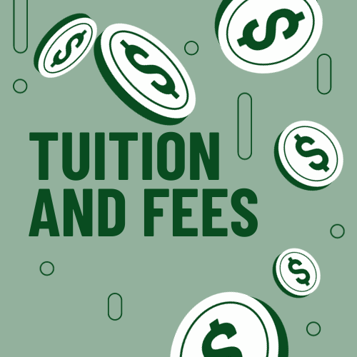 coins falling with the wording tuition and fees