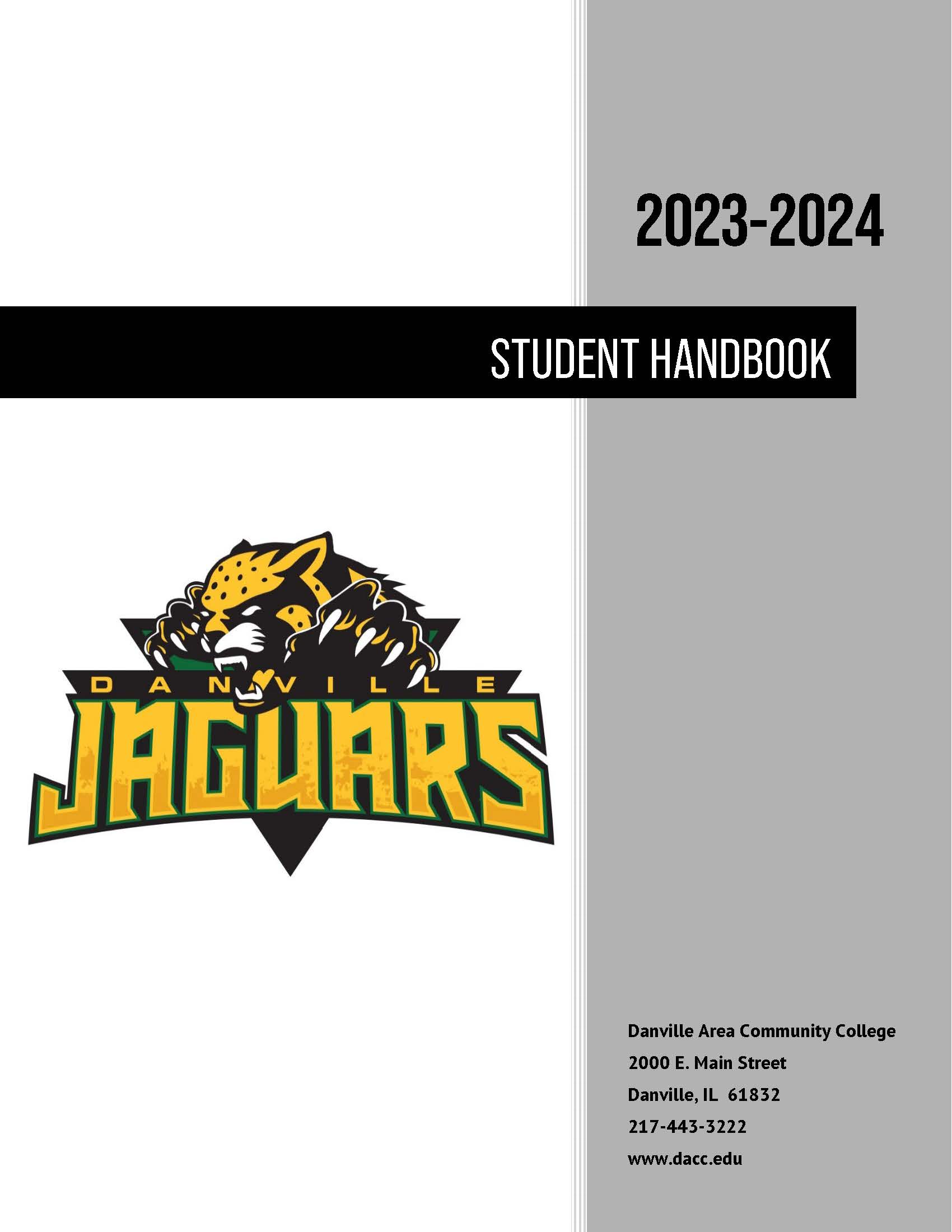 Cover of the student handbook for 2023-2024