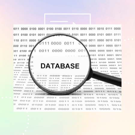 a search with a magnifying glass that shows the word database
