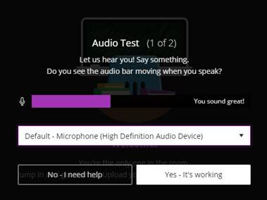 Screen for audio testing