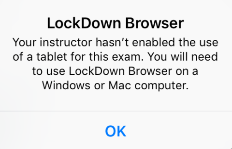 Lockdown Browser box of instructor allowed ipad use