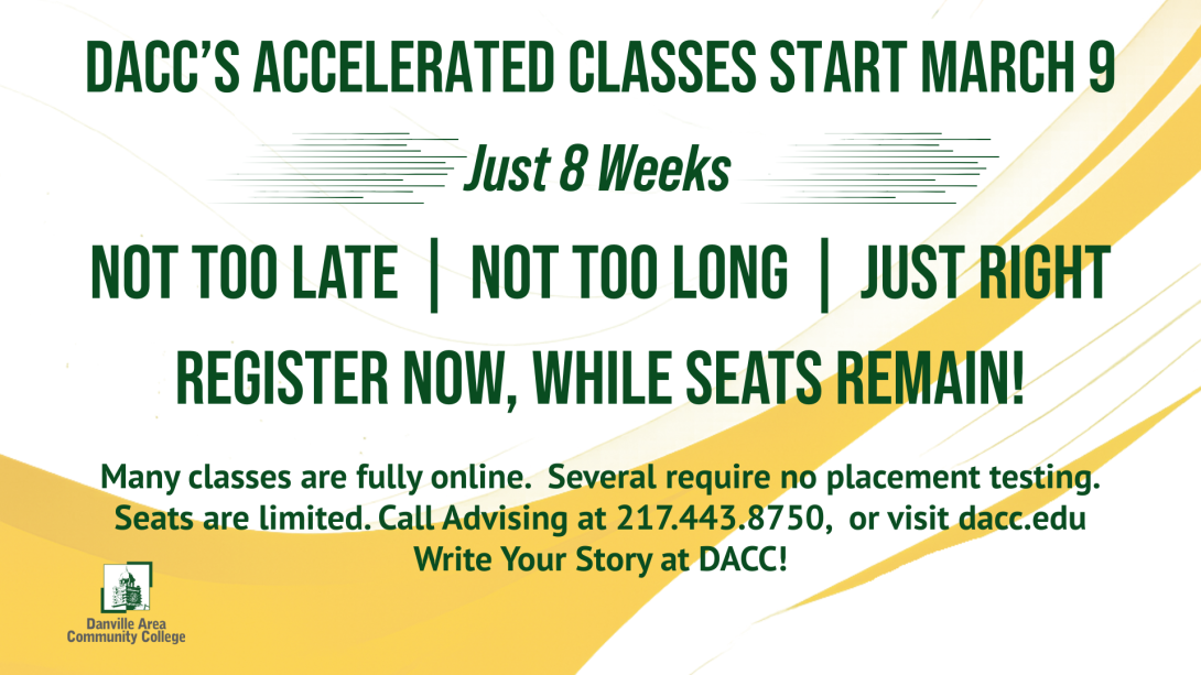 Register for Accelerated 8-Week Classes beginning March 9